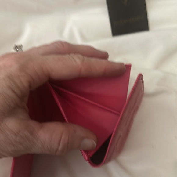YSL New Hot Pink/Black Double snap Monogram wallet Authentic Clean - Picture 9 of 9